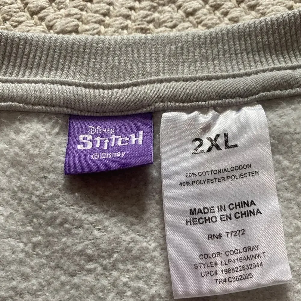 NWT Disney Stitch Experiment 626 Colorblock Crewneck Sweatshirt Gray 2XL